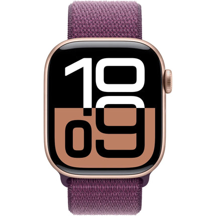 Apple Watch Series 10 GPS Rose Gold Aluminium Case | Plum Sport Loop