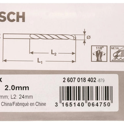 Bosch HSS-R Metal Drill Bit Set 2x24mm 10 Pcs , 2607018402