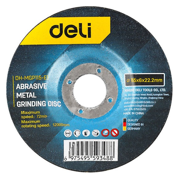 Deli Abrasive Metal Grinding Disc 115mmx6.0mmx22.2mm , EDH-MGP115-E1