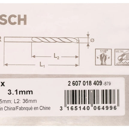 Bosch HSS-R Metal Drill Bit Set 3.1x36mm 10 Pcs , 2607018409