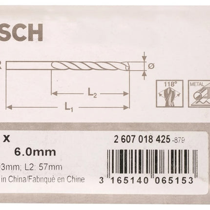 Bosch HSS-R Metal Drill Bit Set 6x57mm 10 Pcs , 2607018425