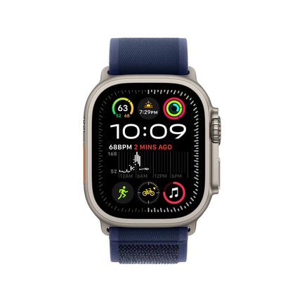 ساعة أبل ووتش ألترا 2 GPS + خلوي 49 مم هيكل تيتانيوم طبيعي | سوار تريل لوب أزرق
