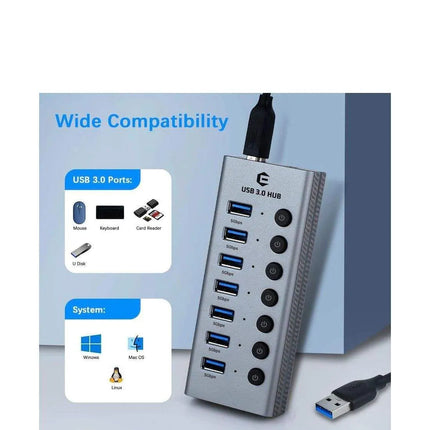 Oberster 7 Ports Active 3.0 USB Hub with LED Display , Yfd-mu