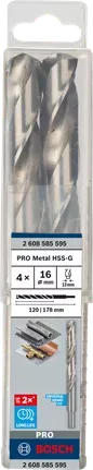 برينة دريل للمعدن HSS-G | 16x120x178mm - 4 قطع