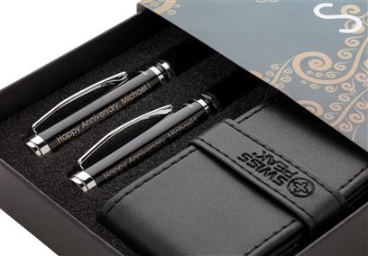 WISW 705Toolmart GiftsDUSCO SET - Swiss Peak Executive Pen Set - Black/Silver