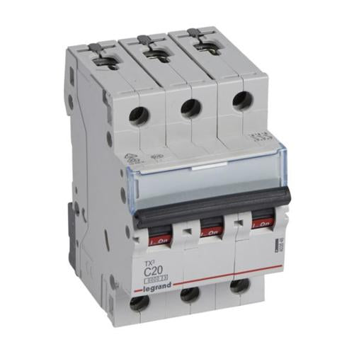 403546Legrandقاطع دائرة ليجراند MCB TX3 6000A ثلاثي الأقطاب 20A منحنى C