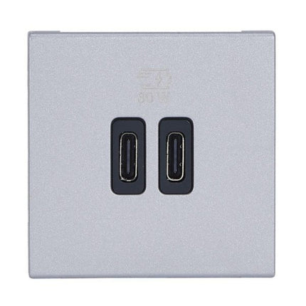 077632LLegrandشاحن موزايك USB بمودول مزدوج 30 واط نوع C توصيل الطاقة ألومنيوم