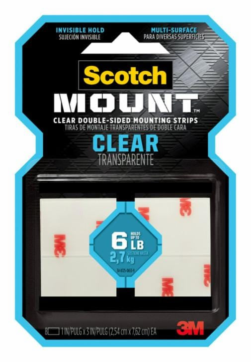 006380602733023Mشرائط التثبيت ثنائية الجانب الشفافة من Scotch-Mount بقوة 12 رطل