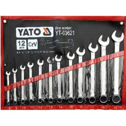 YT-03621Yatoمجموعة مفاتيح ياتو 12 قطعة مترية مفتوحة الطرف 8-19 ملم YT-03621