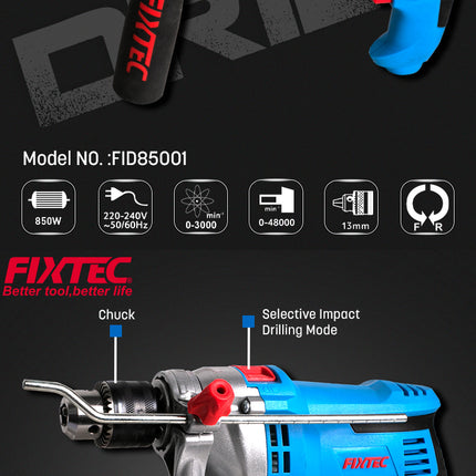 FID85001Fixtecمثقاب التأثير 850W من فيكستك احترافي ثقيل الوزن