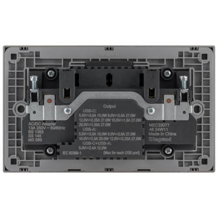 MEC33077BLLegrandObria مقبس متعدد المعايير 2 مدخل 16A مع USB A+C 27W أسود مات