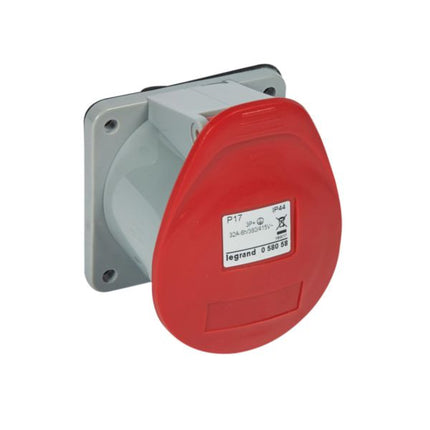 058058Legrandمقبس تركيب لوحة Legrand P17 Tempra IP44 بقوة 32A 380V ثلاثي الأطوار مع التأريض