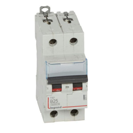 407511Legrandقاطع الدائرة الكهربائية Legrand MCB DX3 6000A ثنائي القطب 25A منحنى B
