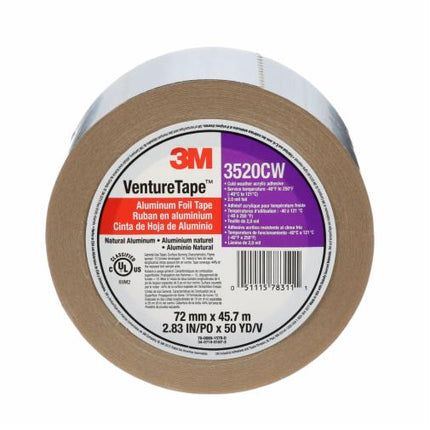 000511157831113Mشريط 3M Venture Aluminum Foil Tape 3520CW الفضي 72 ملم
