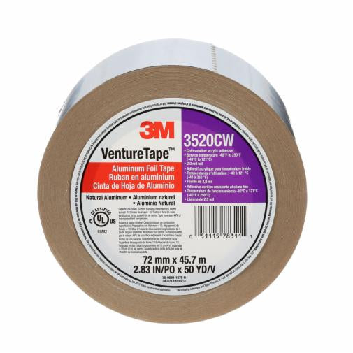 000511157831113Mشريط 3M Venture Aluminum Foil Tape 3520CW الفضي 72 ملم