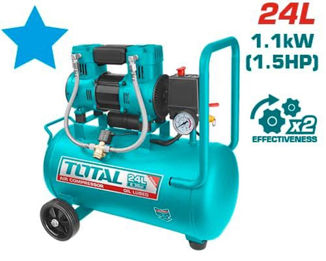 TCS1110242Total Toolsضاغط هواء توتال 24 لتر 1.5 حصان بدون زيت