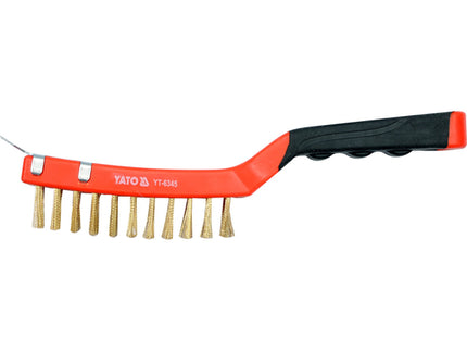 YT-6345Yatoفرشاة سلك ياتو YT-6345 مع مقبض بلاستيكي صفوف أربعة نحاسية