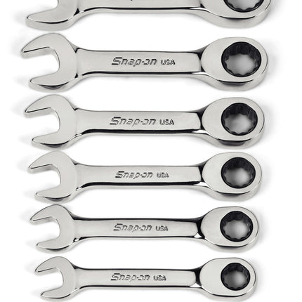 OXKRM707Snap-Onمجموعة 7 قطع مفاتيح ربط مركبة ذات تروس 12 نقطة متري فلانك درايف بزاوية 0° قصيرة