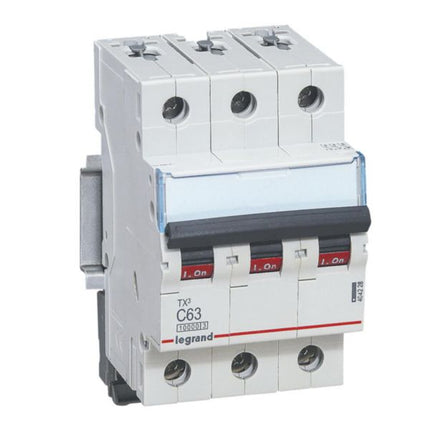 404228Legrandقاطع دائرة MCB TX3 بقوة 10000A ثلاثي الأقطاب 63A منحنى C