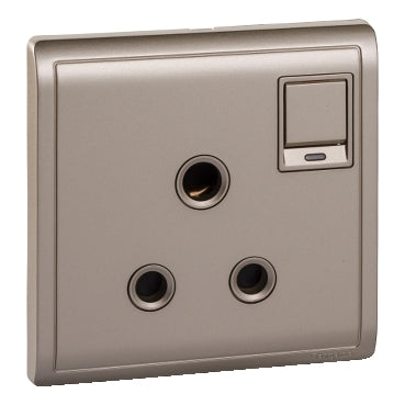 Schneider Electric,E8215_15N_WG_G1,15A 250V 1 Gang 3 Round Pin Switched Socket with Neon, Wine Gold