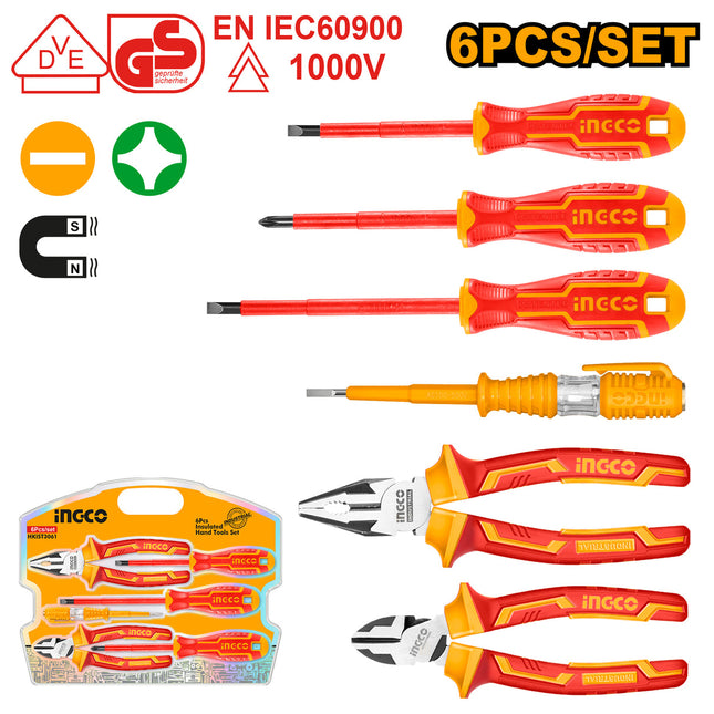 HKIST3061INGCOمجموعة أدوات يدوية معزولة من INGCO 6 قطع 1000 فولت HKIST3061
