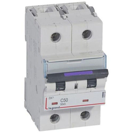 410153Legrandقاطع الدائرة ليجراند DX3 ثنائي القطب 50A منحنى C