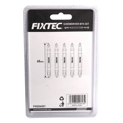 FHSD6501Fixtecمجموعة 5 قطع من رؤوس المفك PH1-PH2 65 ملم فيكستيك