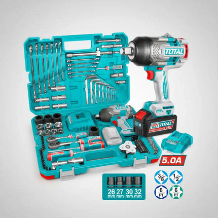 THKTHP31262Total Toolsمجموعة مفك التأثير 20V 1350NM من توتال 126 قطعة أدوات متكاملة