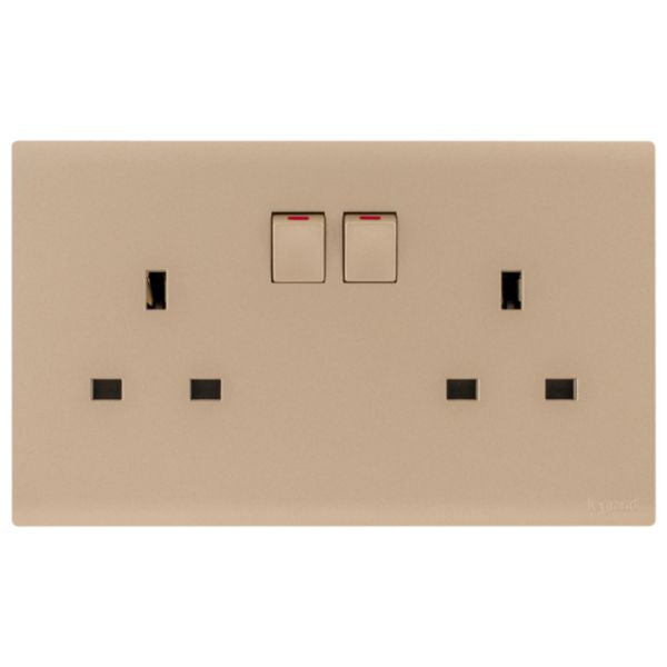 MEC32037RGLegrandمقبس تبديل Obria ثنائي المجموعة BS 13A مع مؤشر LED لون الذهب الوردي