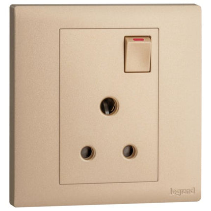 MEC32044RGLegrandمقبس Obria أحادي الوحدة BS 5A مع مفتاح ذهبي وردي