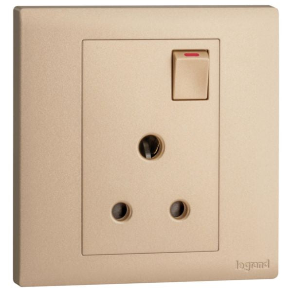 MEC32044RGLegrandمقبس Obria أحادي الوحدة BS 5A مع مفتاح ذهبي وردي