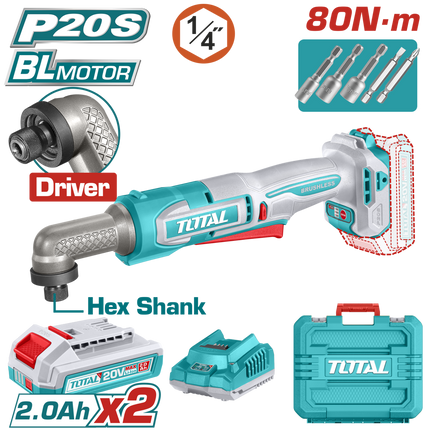 TAIRLI208Total Toolsمفك براغي الزاوية اللاسلكي TOTAL 20V بدون فرش 80Nm