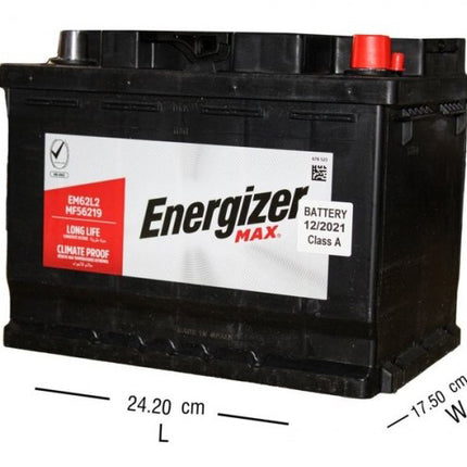بطاريات انرجايزر,EM62L2H-MF56219,Car Battery-80 Amps High Reverse Left | بطارية سيارة ٨٠ آمبير يسار