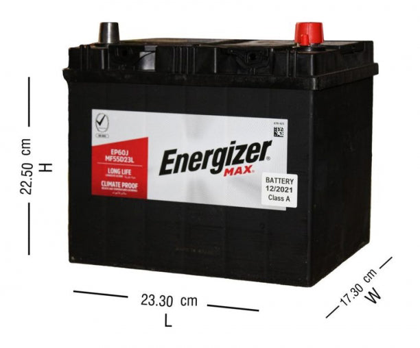 بطاريات انرجايزر,EP60JH-MF55D23L,Car Battery-74 Amps Left Corner | بطارية سيارة ٧٤ آمبير يسار