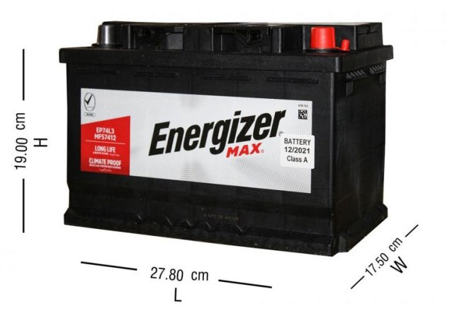 بطاريات انرجايزر,EP74L3H-MF57412,Car Battery-90 Amp High Right Reverse | بطارية سيارة ٩٠ آمبير يمين