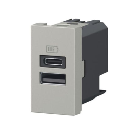 077671LLegrandموزاييك وحدة مقبس USB منفذين A+C 3A 15W ألومنيوم