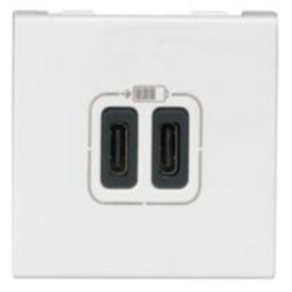 077590Legrandلوغراند موزايك مقبس شحن USB مزدوج من النوع C 5 فولت 3 أمبير أبيض