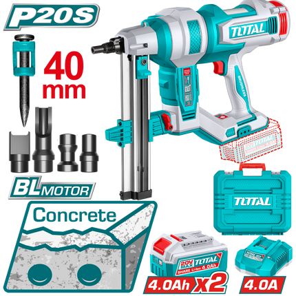 TCNLI9008Total Toolsمسمار خرسانة لاسلكي TOTAL فرشاة 20V مع بطاريات