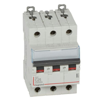 409256Legrandقاطع دائرة Legrand DX3 ثلاثي الأقطاب 25A منحنى C 10kA