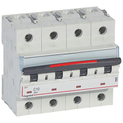 410033Legrandقاطع دارة ليجراند DX3 رباعي الأقطاب 10A منحنى C