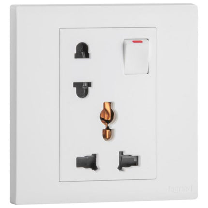 MEC32053WHLegrandمقبس أوبريا أحادي 16A متعدد المعايير يورو-أمريكي مع مفتاح أبيض مات
