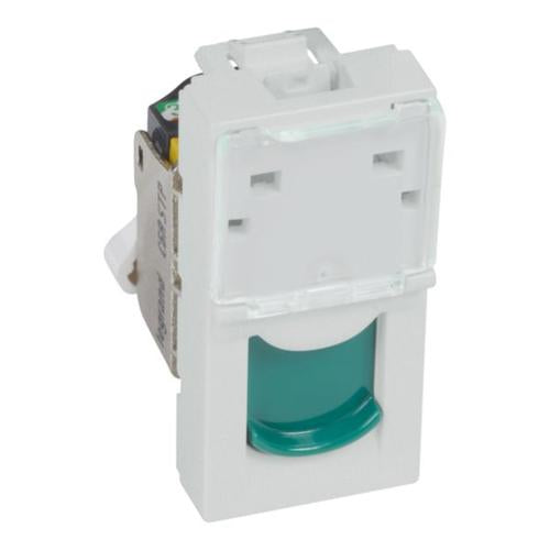 572860Legrandمنفذ Arteor RJ45 الفئة 6A STP ألومنيوم ناعم مع مصراع أخضر