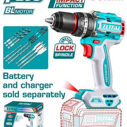 TIDLI209681Total Toolsدريل تأثيري لاسلكي بدون فرشاة TOTAL