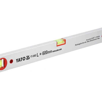 YATO Aluminium Level 3 Vials 600mm Professional Grade