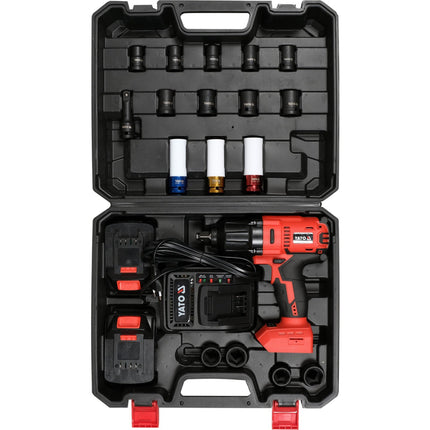 Yato 18V IMPACT TOOL SET 1/2" 21 PCS (2X3.0AH+CHARGER)+BMC BOX | YT-82807
