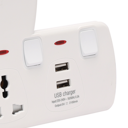 Epsilon 2 Way Universal Socket Fire-Resistant with USB Ports | ES1113 , 6294015644296