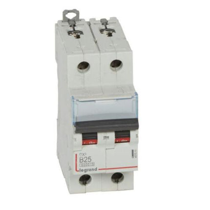 407511Legrandقاطع الدائرة الكهربائية Legrand MCB DX3 6000A ثنائي القطب 25A منحنى B