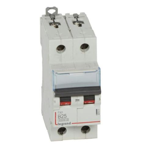 407511Legrandقاطع الدائرة الكهربائية Legrand MCB DX3 6000A ثنائي القطب 25A منحنى B