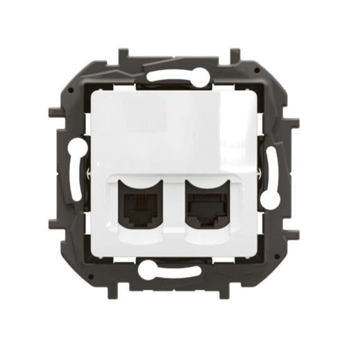 NP492WHLegrandمقبس نيلوي RJ11+RJ45 CAT6 UTP أبيض مثبت بالفلاش