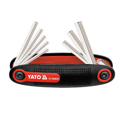 YT-58830Yatoمجموعة مفاتيح سادسة قابلة للطي يات 1.5-8 ملم 8 قطع مادة S2